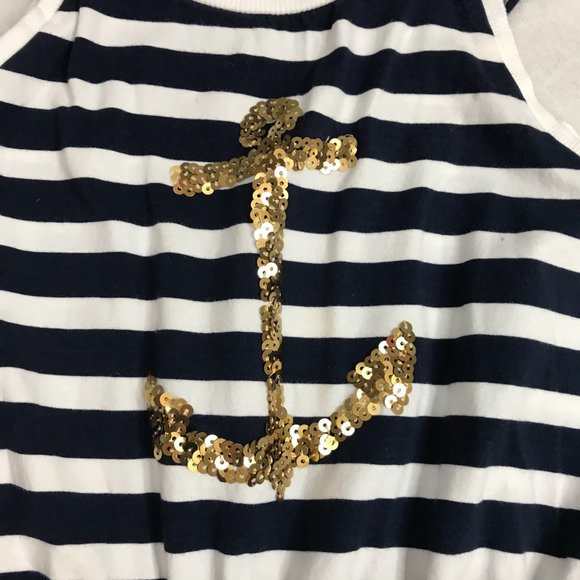 Jillian's Closet Gold Sequin Anchor Striped Sleeveless‎ Dress Girls Size 6X Navy - Picture 8 of 9